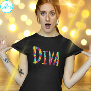 DIVA Fabulous Sassy Campy Rainbow Colours Alphabet T-Shirt