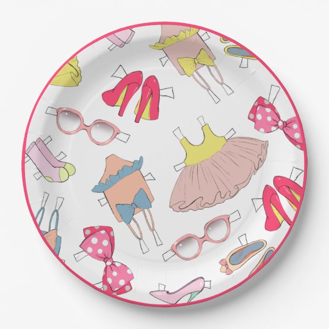 Diva Fashion Stilettos Watercolor Party Paper Plate (Front)