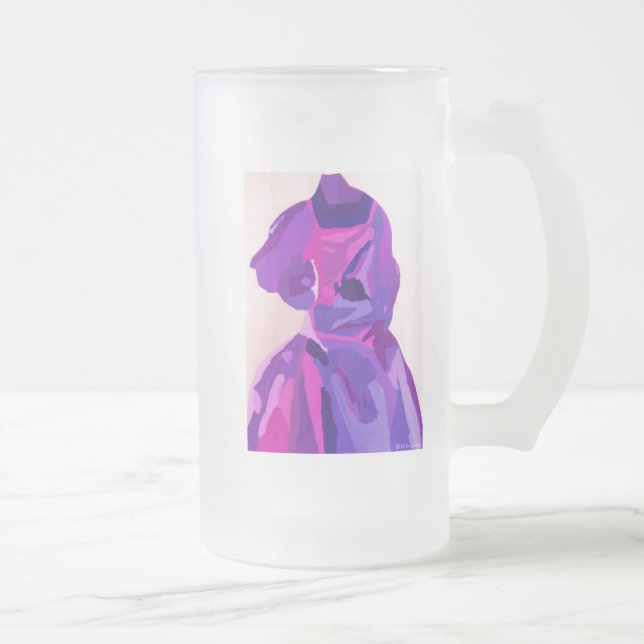 Diva Fashionista In Blue Frosted Glass Beer Mug (Right)