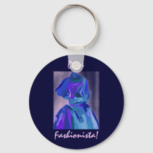 Diva Fashionista In Blue I Key Ring