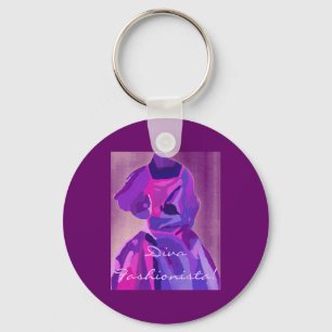 Diva Fashionista In Blue Key Ring