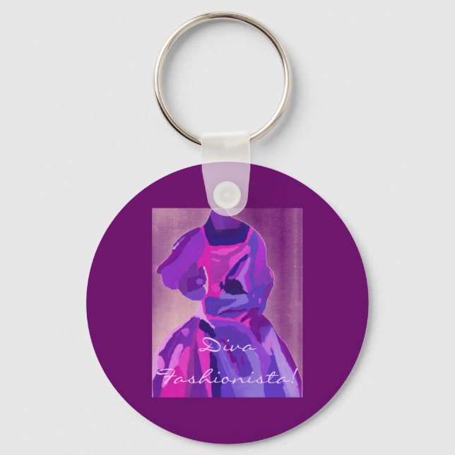Diva Fashionista In Blue Key Ring (Front)