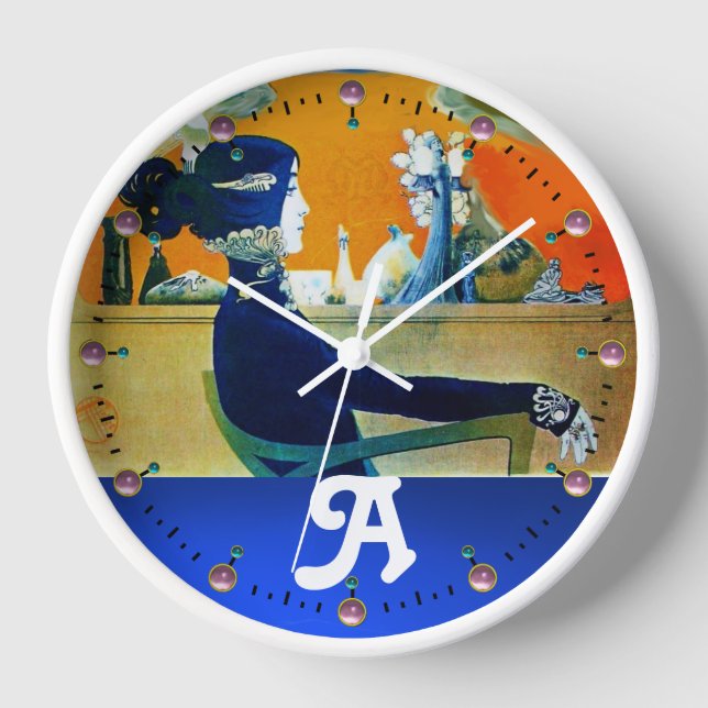 DIVA IN BLUE ,BEAUTY FASHION MONOGRAM WALL CLOCK (Front)