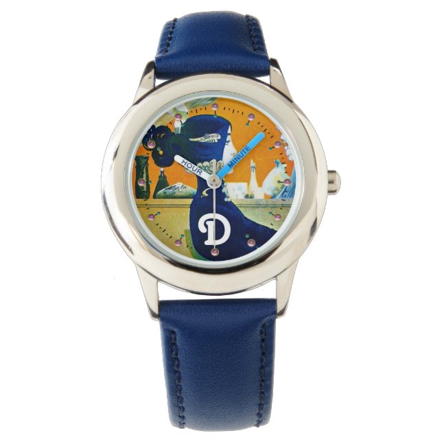 DIVA IN BLUE ,BEAUTY FASHION MONOGRAM WATCH (Front)