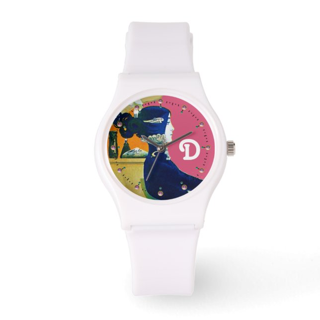 DIVA IN BLUE ,BEAUTY FASHION MONOGRAM WATCH (Front)