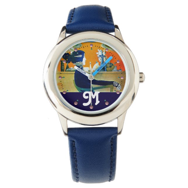 DIVA IN BLUE ,BEAUTY FASHION MONOGRAM WATCH (Front)