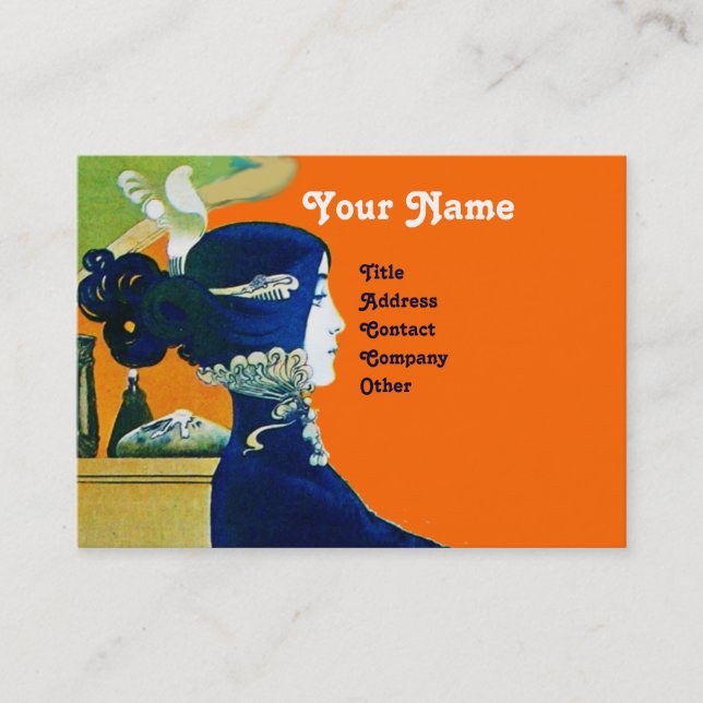 DIVA IN BLUE MONOGRAM Beauty Salon ,Makeup Artist Business Card (Front)