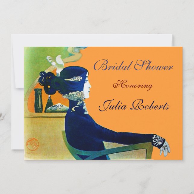 DIVA IN BLUE MONOGRAM BRIDAL SHOWER PARTY INVITATION (Front)