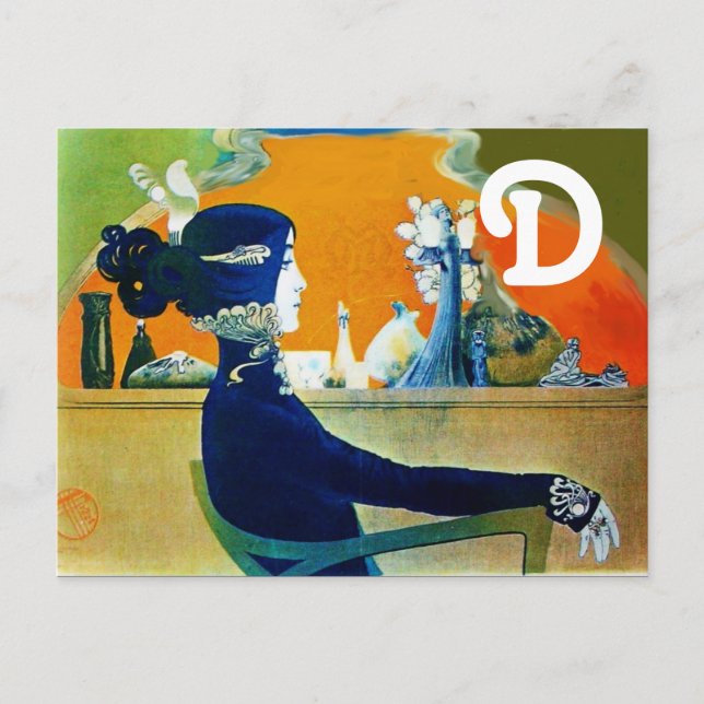 DIVA IN BLUE MONOGRAM POSTCARD (Front)