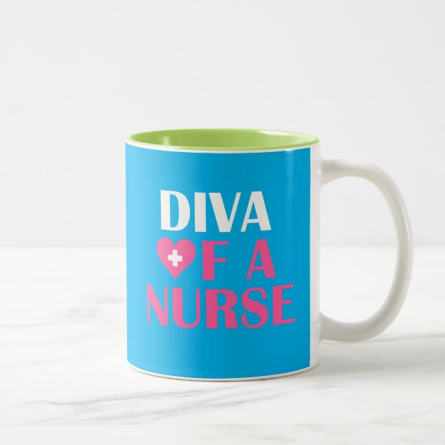 "DIVA OF A NURSE" Two-Tone COFFEE MUG (Right)