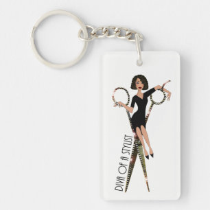 Diva of a Stylist (African American) Keychain