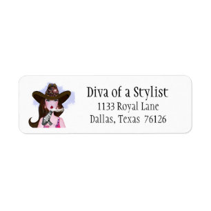 “Diva+of+a+Stylist” Cowgirl Return Address Labels