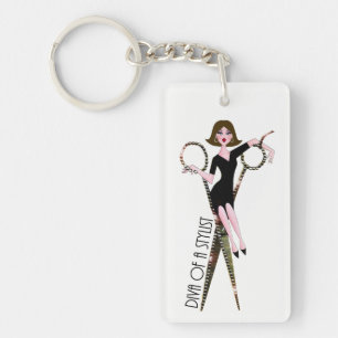 Diva of a Stylist (Dark Hair) Keychain