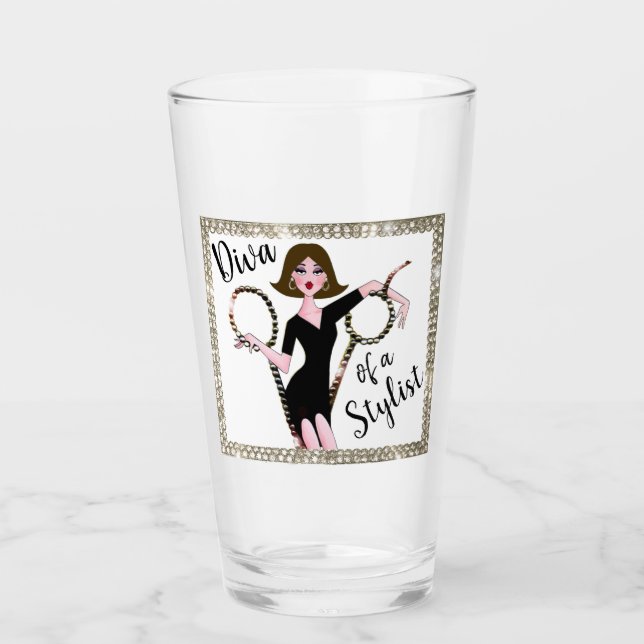 “Diva of a Stylist” Glass (Front)