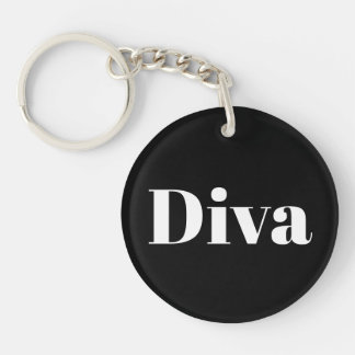 Diva Opera Singer Music Stylish Chic Black White Key Ring