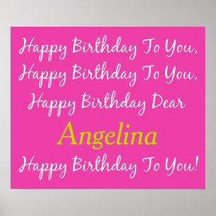 Diva Pink and White Birthday Song Personalised Poster
