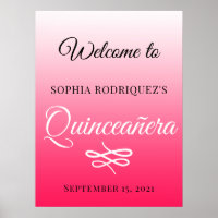 Diva Pink Quinceañera 15th Birthday Welcome