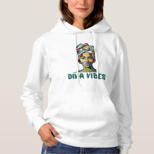 Diva vibes, woman face, streat art face hoodie