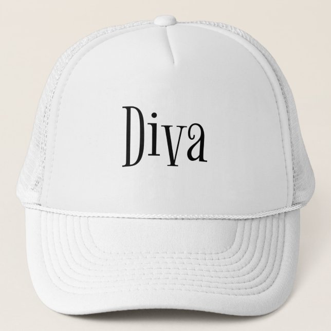 Diva Whimsical Typography Trucker Hat (Front)