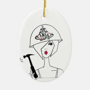 Diva With ToolBelt/A Diva’s Work Never Done! Ceramic Tree Decoration