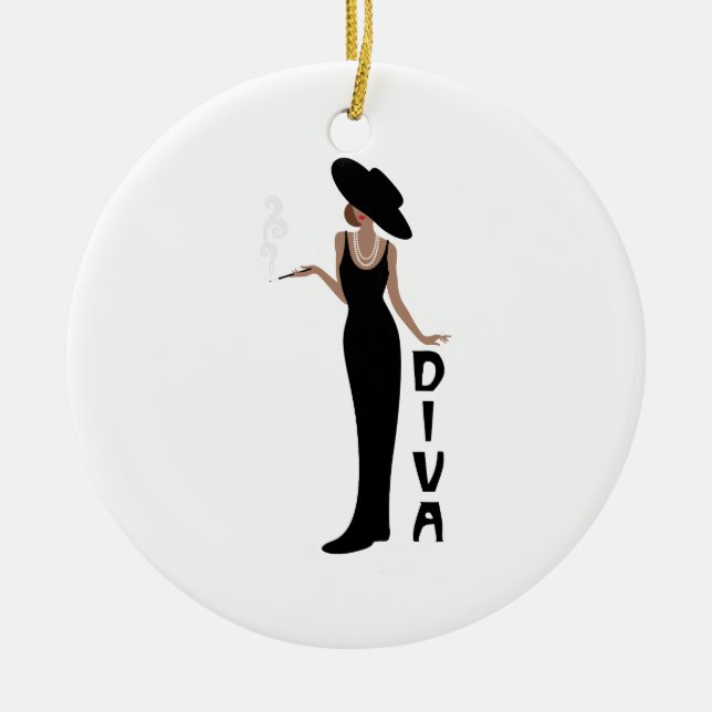 Diva Woman Ceramic Tree Decoration (Front)