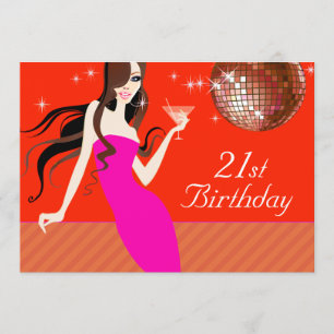 Divalicious Cocktails 21st Birthday Party Invitation