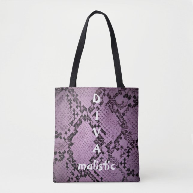 DIVAmalistic Purple Snakeskin Print Tote Bag (Front)