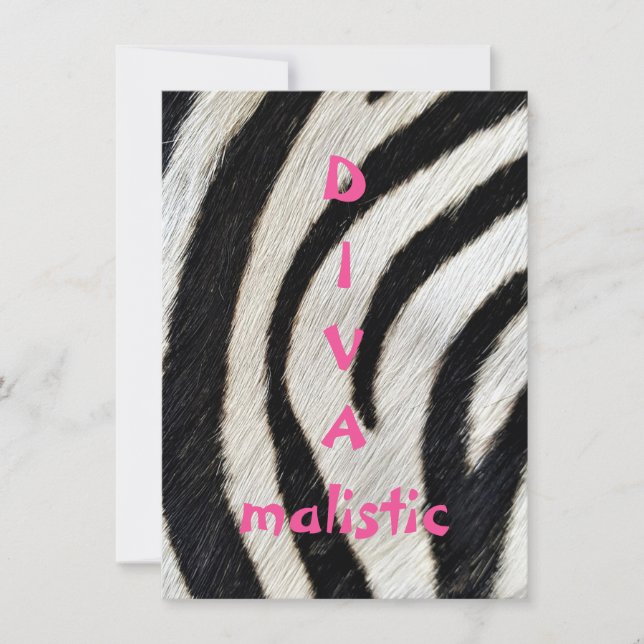 DIVAmalistic Zebra Print Flat Greeting Card (Front)