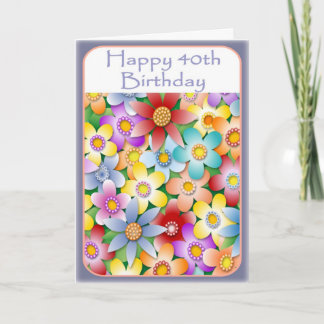 Diva's Flower Power 40th Birthday Card