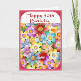 Diva's Flower Power 50th Birthday Card