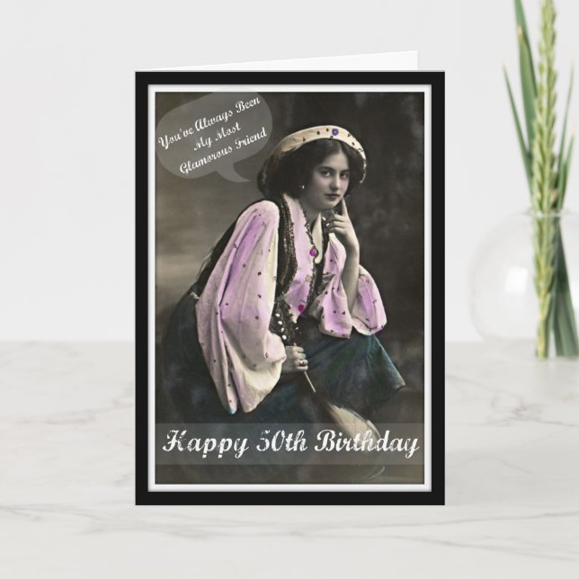 Diva's Glamourous 50th Birthday Greeting Card (Front)
