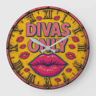 Divas Only Glam Makeup Room Pink Lips Beauty Large Clock