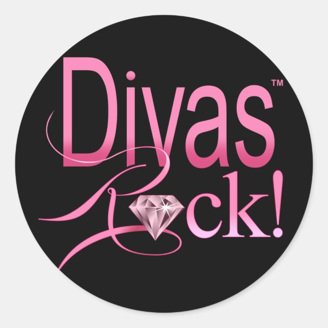 divas+rule gem+gemstone+sparkle+diamond+sparkling classic round sticker (Front)
