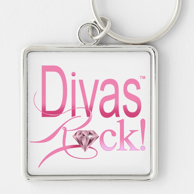 divas+rule gem+gemstone+sparkle+diamond+sparkling key ring (Front)