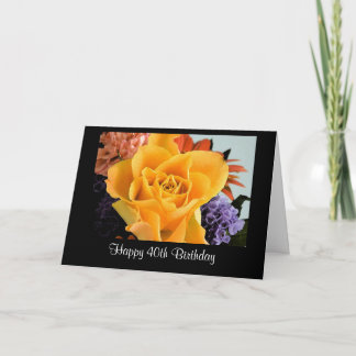 Diva's Yellow Rose 40th Birthday Card for Her