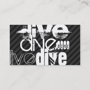 Dive; Black & Dark Grey Stripes Business Card