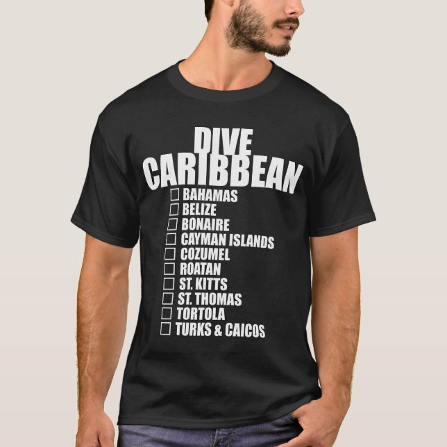 Dive Caribbean Island Diver Checklist Scuba Diving T-Shirt (Front)
