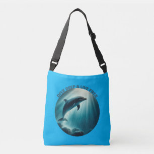 Dive Deep Live Free Dolphin Crossbody Bag