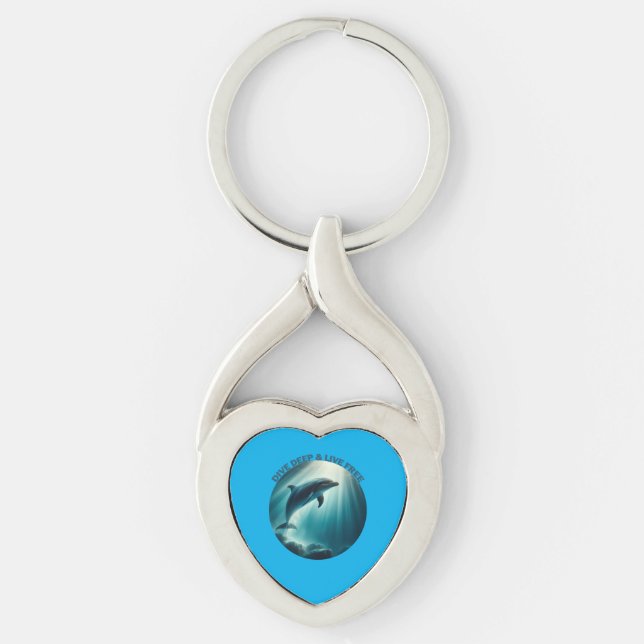 Dive Deep Live Free Dolphin  Key Ring (Front)