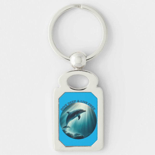Dive Deep Live Free Dolphin  Key Ring (Front)