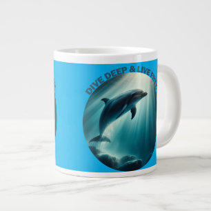 Dive Deep Live Free Dolphin Large Coffee Mug
