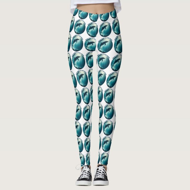 Dive Deep Live Free Dolphin Leggings (Front)