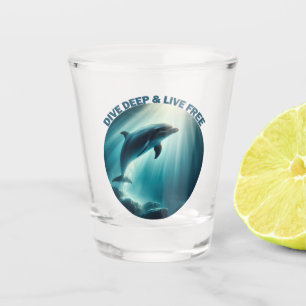 Dive Deep Live Free Dolphin  Shot Glass
