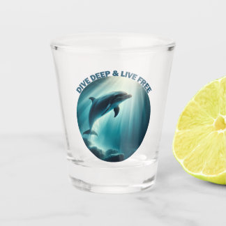 Dive Deep Live Free Dolphin  Shot Glass