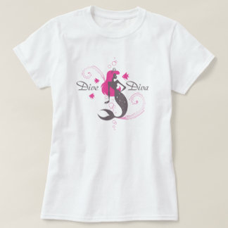 "Dive Diva" Pink Mermaid (women's t-shirt, white) T-Shirt