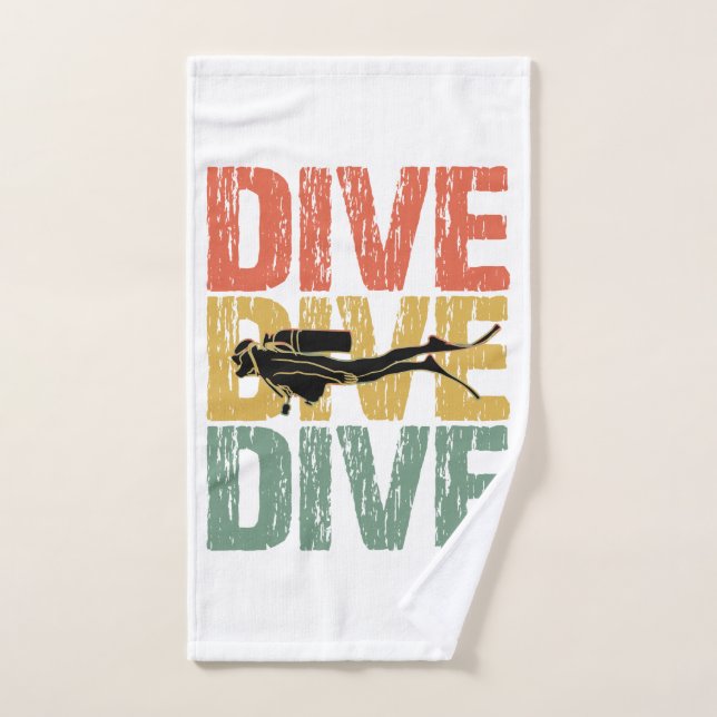 Dive Dive Dive - Scuba Diver Underwater Diving Hand Towel (Hand Towel)