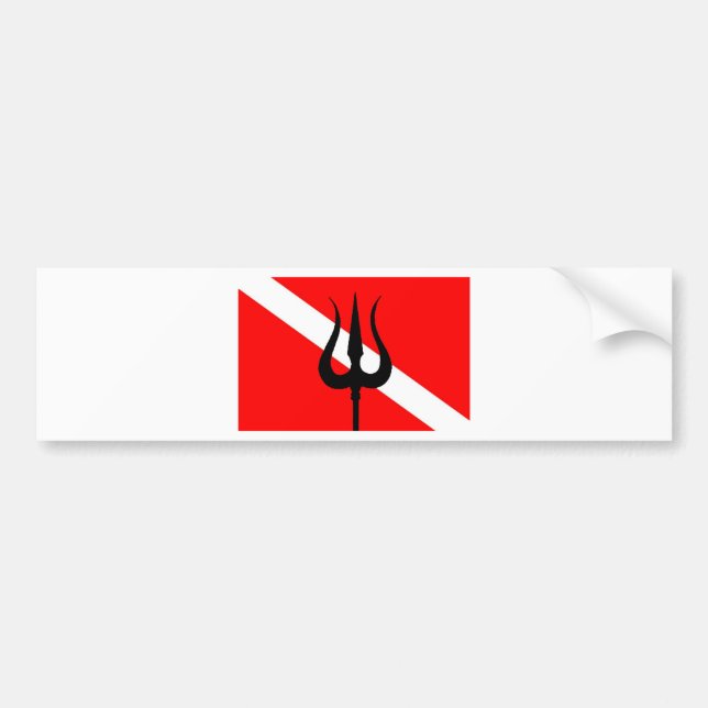 Dive Flag Trident Bumper Sticker (Front)