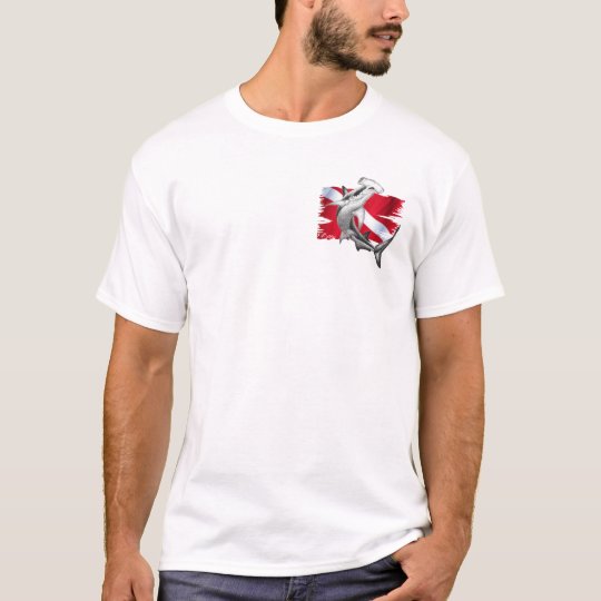 Dive flag with hammerhead shark-diver down T-Shirt