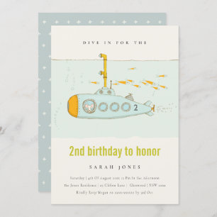 Dive In Undersea Submarine Any Age Birthday Invite