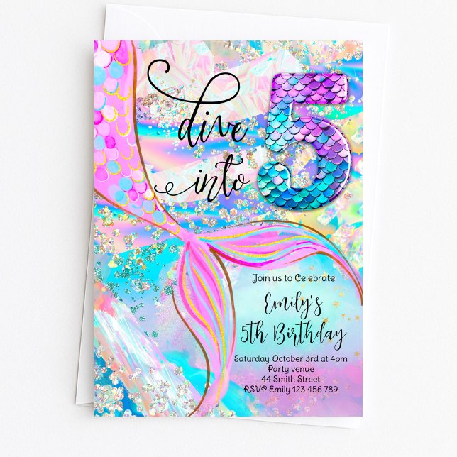Dive into 5 Mermaid Birthday Invitation (Creator Uploaded)